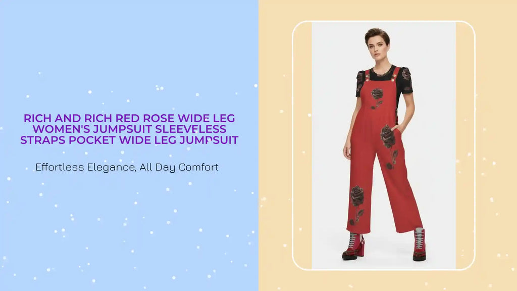 Rich and Rich Red Rose Wide Leg Women's Jumpsuit Sleeveless Straps Pocket Wide Leg Jumpsuit by@Outfy