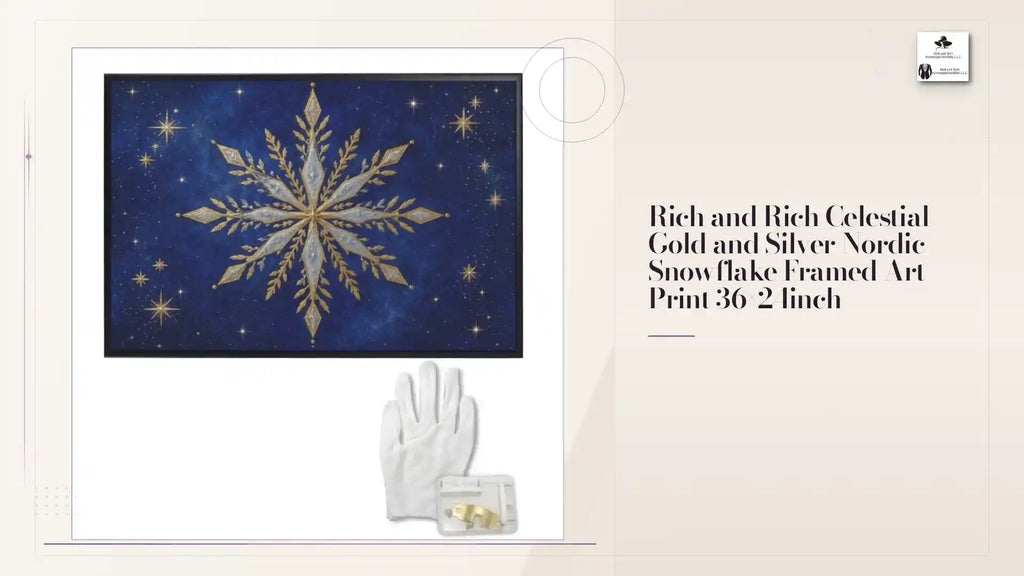 Rich and Rich Celestial Gold and Silver Nordic Snowflake Framed Art Print 36&times;24inch by@Outfy