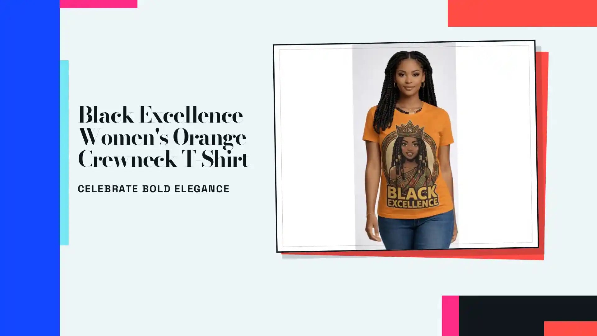 Black Excellence Women's Orange Crewneck T-Shirt by@Outfy