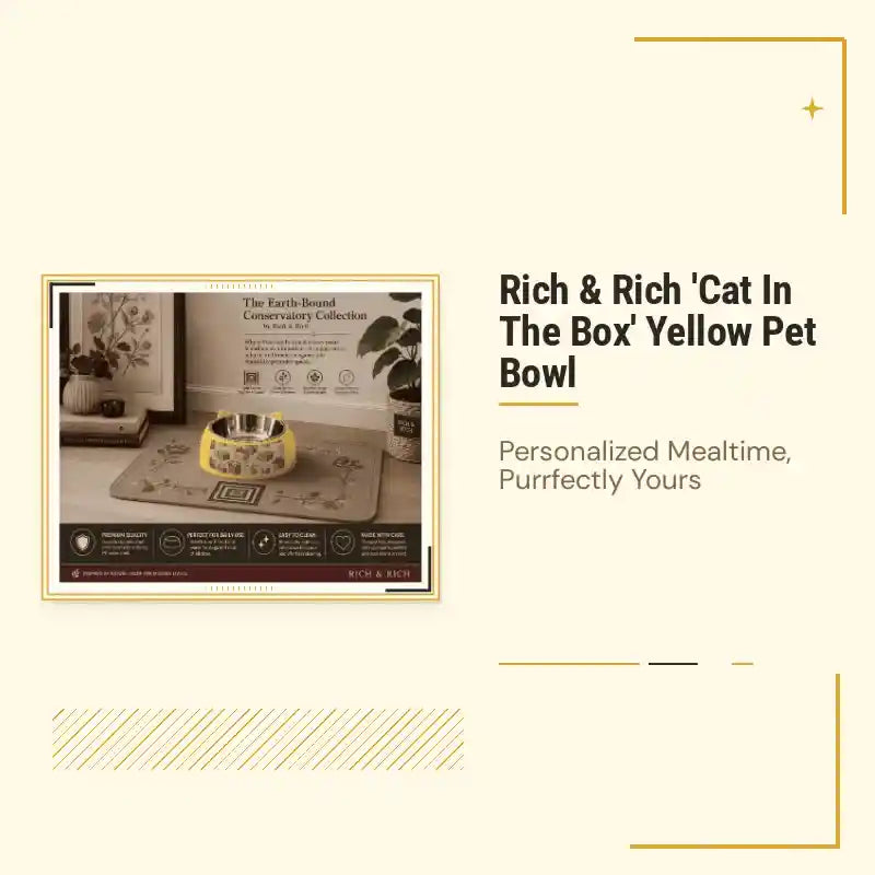 Rich & Rich 'Cat In The Box' Yellow Pet Bowl by@Outfy