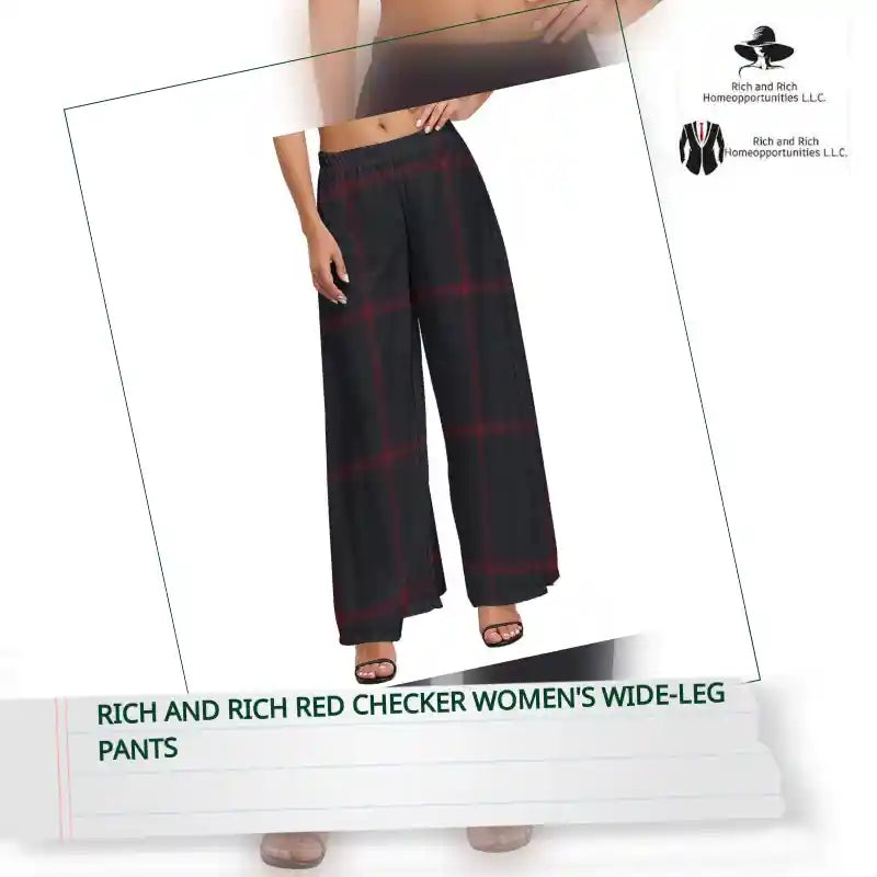 Rich and Rich Red Checker Women's Wide-Leg Pants by@Outfy