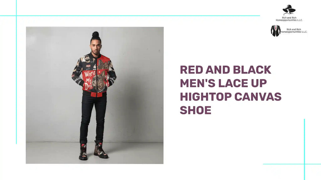 Red and Black Men's Lace Up Hightop Canvas Shoe by@Outfy