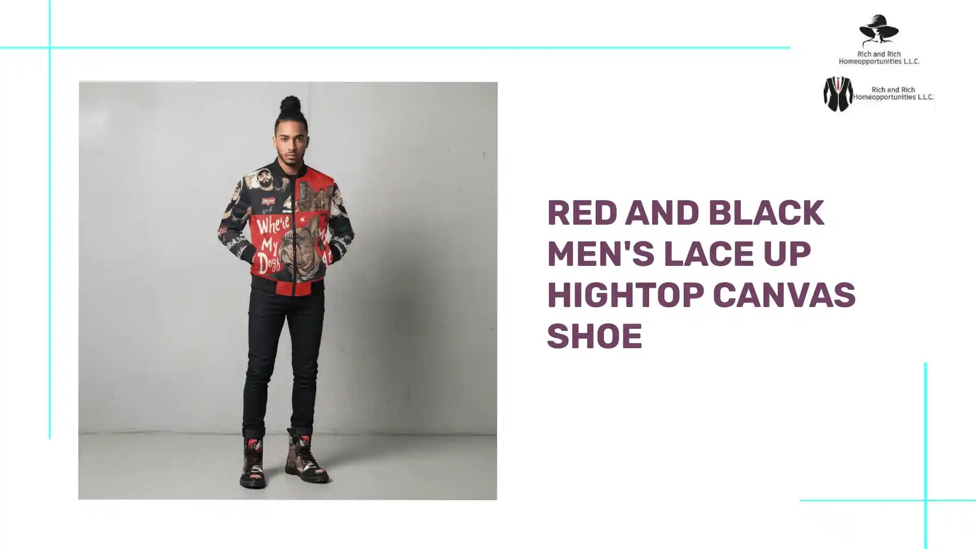Red and Black Men's Lace Up Hightop Canvas Shoe by@Outfy