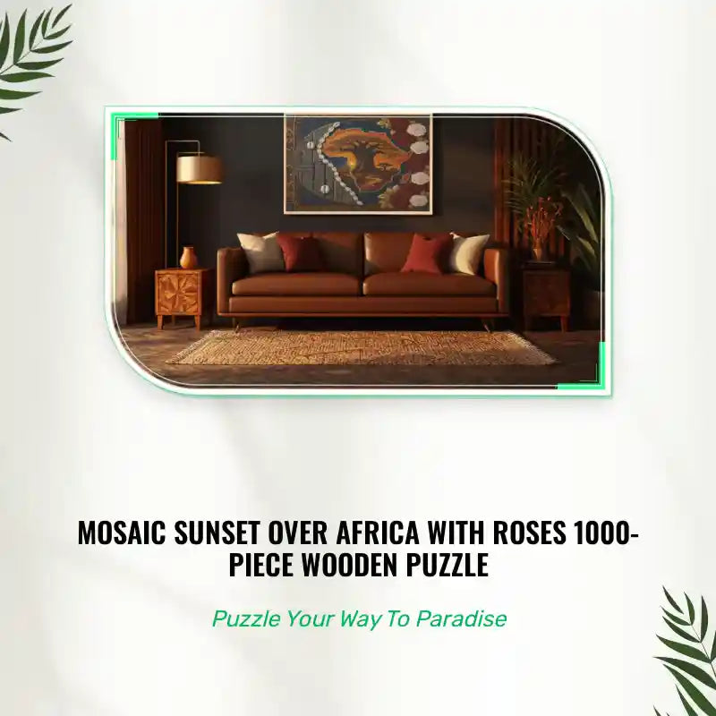 Mosaic Sunset Over Africa with Roses 1000-Piece Wooden Puzzle by@Outfy