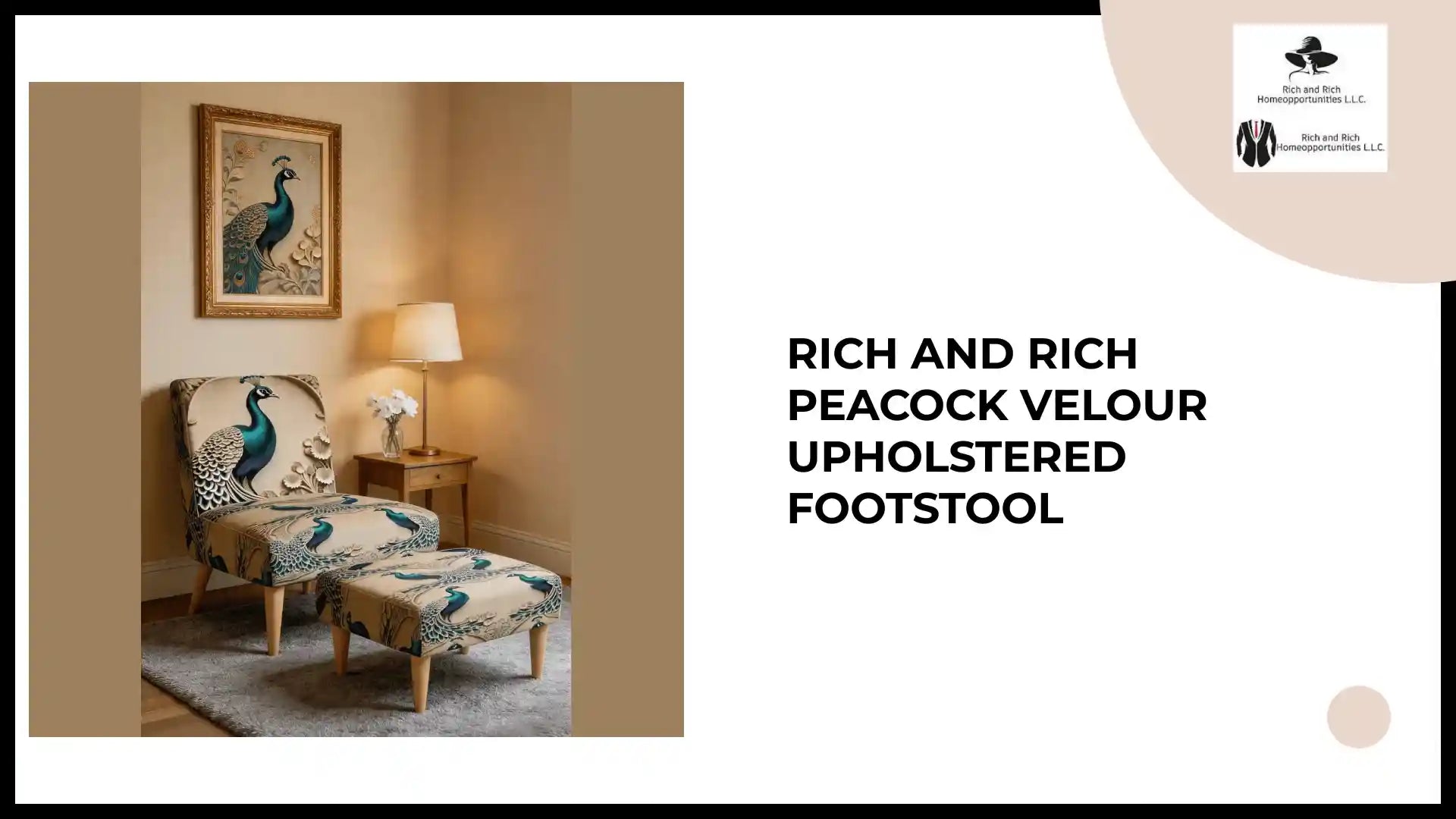Rich and Rich Peacock Velour Upholstered Footstool by@Outfy