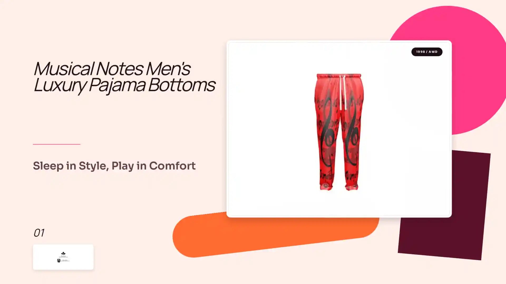 Musical Notes Men's Luxury Pajama Bottoms by@Outfy