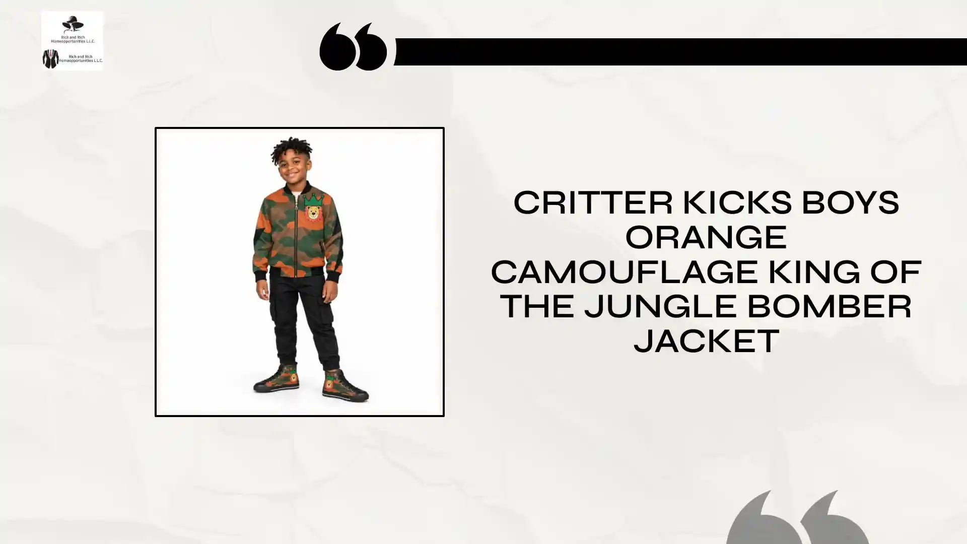 Critter Kicks Boys Orange Camouflage King Of The Jungle Bomber Jacket by@Outfy