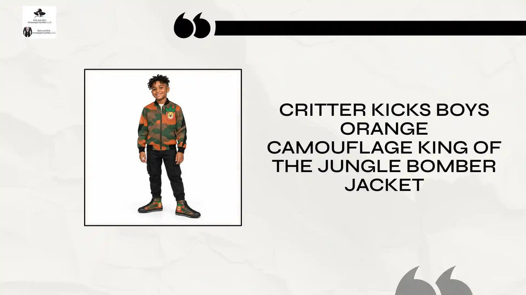 Critter Kicks Boys Orange Camouflage King Of The Jungle Bomber Jacket by@Outfy