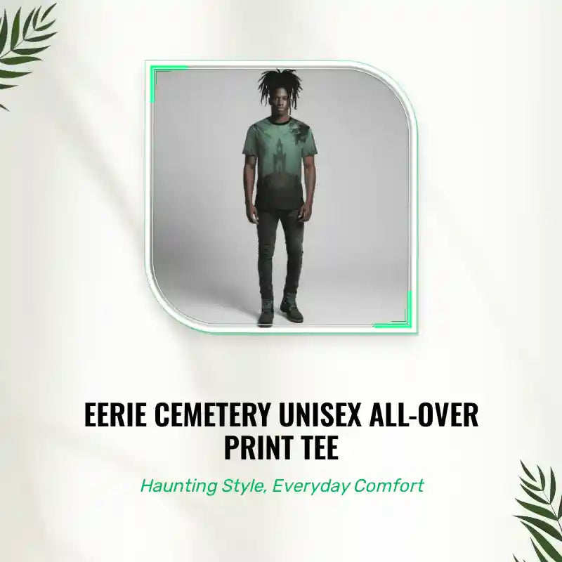 Eerie Cemetery Unisex All-Over Print Tee by@Outfy