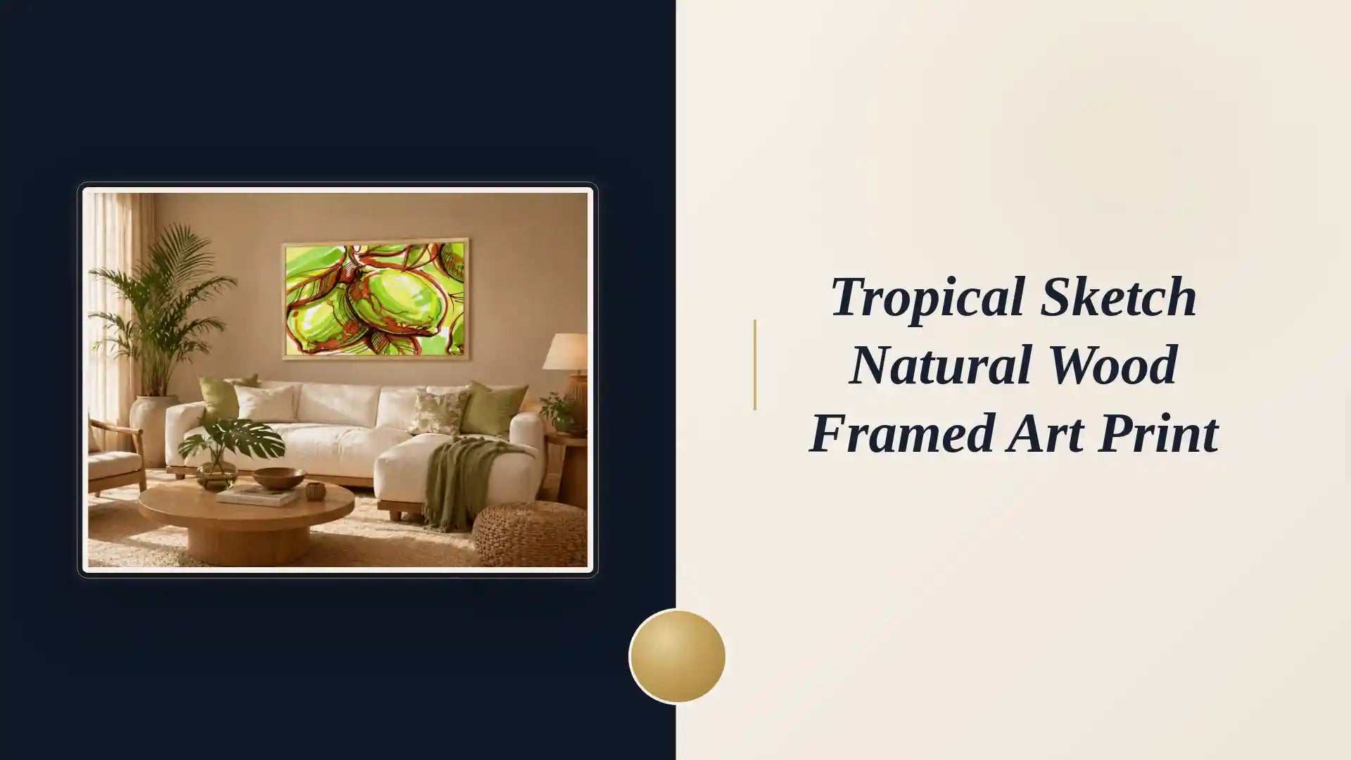 Tropical Sketch Natural Wood Framed Art Print by@Outfy
