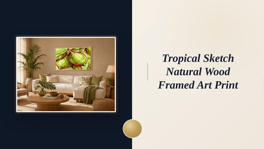 Tropical Sketch Natural Wood Framed Art Print by@Outfy
