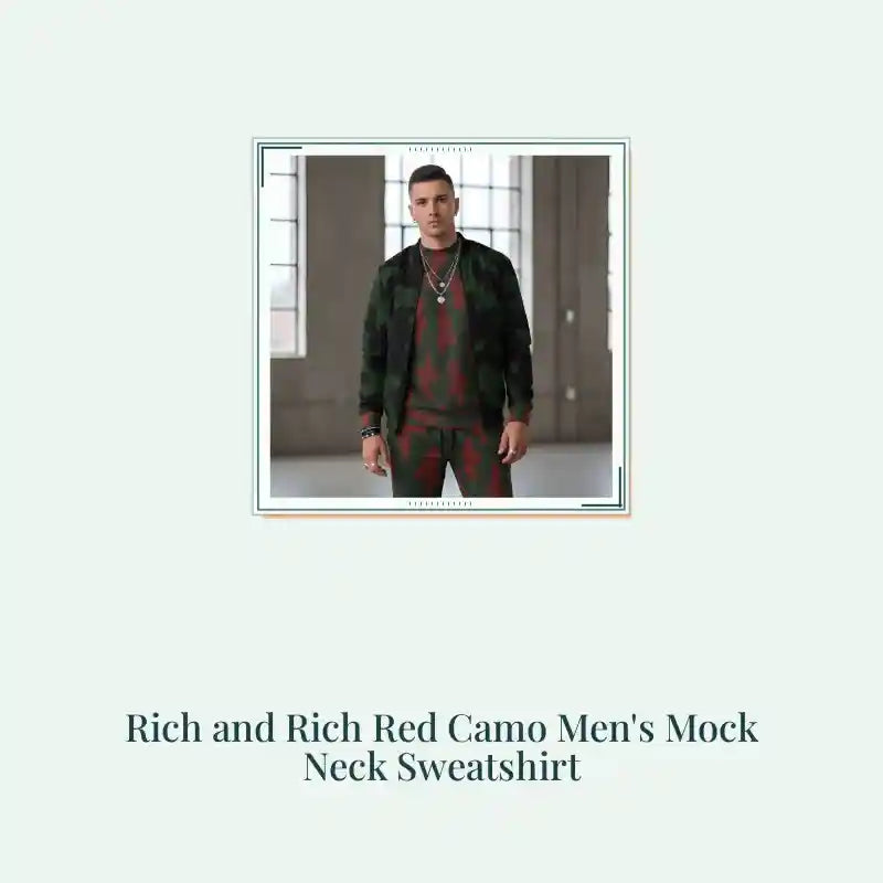 Rich and Rich Red Camo Men's Mock Neck Sweatshirt by@Outfy