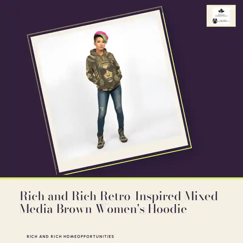 Rich and Rich Retro-Inspired Mixed Media Brown Women's Hoodie by@Outfy