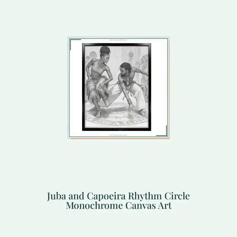Juba and Capoeira Rhythm Circle Monochrome Canvas Art by@Outfy