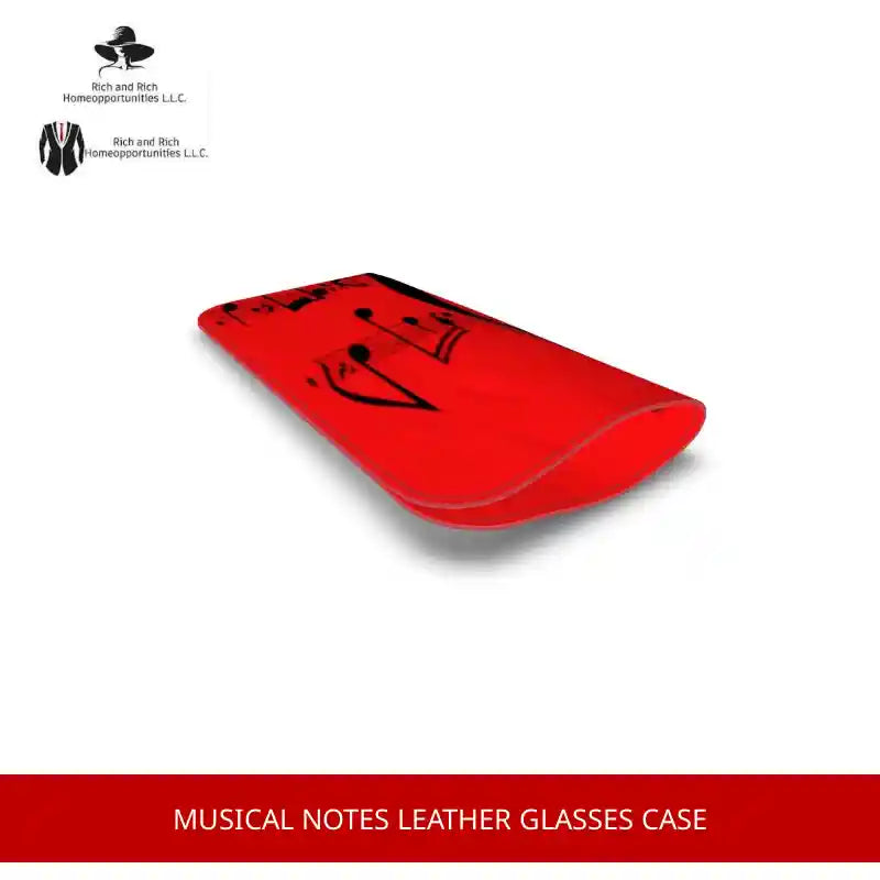 Musical Notes Leather Glasses Case by@Outfy