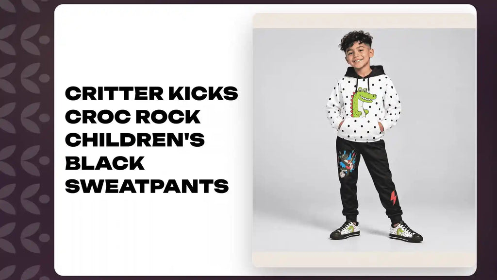 Critter Kicks Croc Rock Children's Black Sweatpants by@Outfy