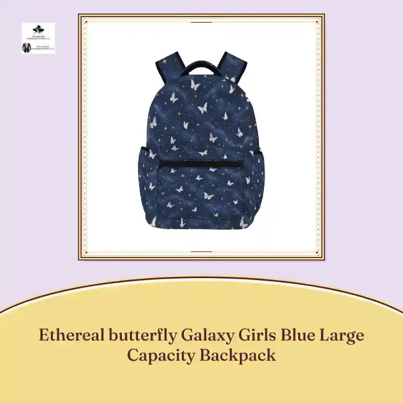 Ethereal butterfly Galaxy Girls Blue Large Capacity Backpack by@Outfy