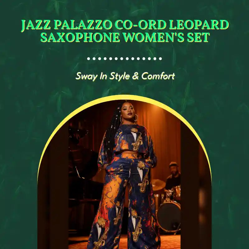 Jazz Palazzo Co-Ord Leopard Saxophone Women's Set by@Outfy
