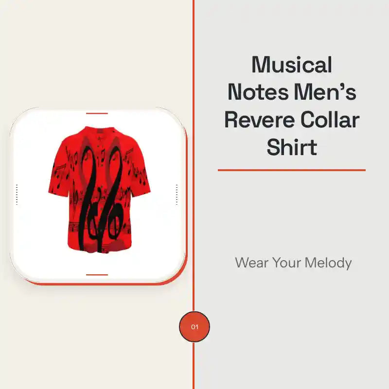 Musical Notes Men's Revere Collar Shirt by@Outfy