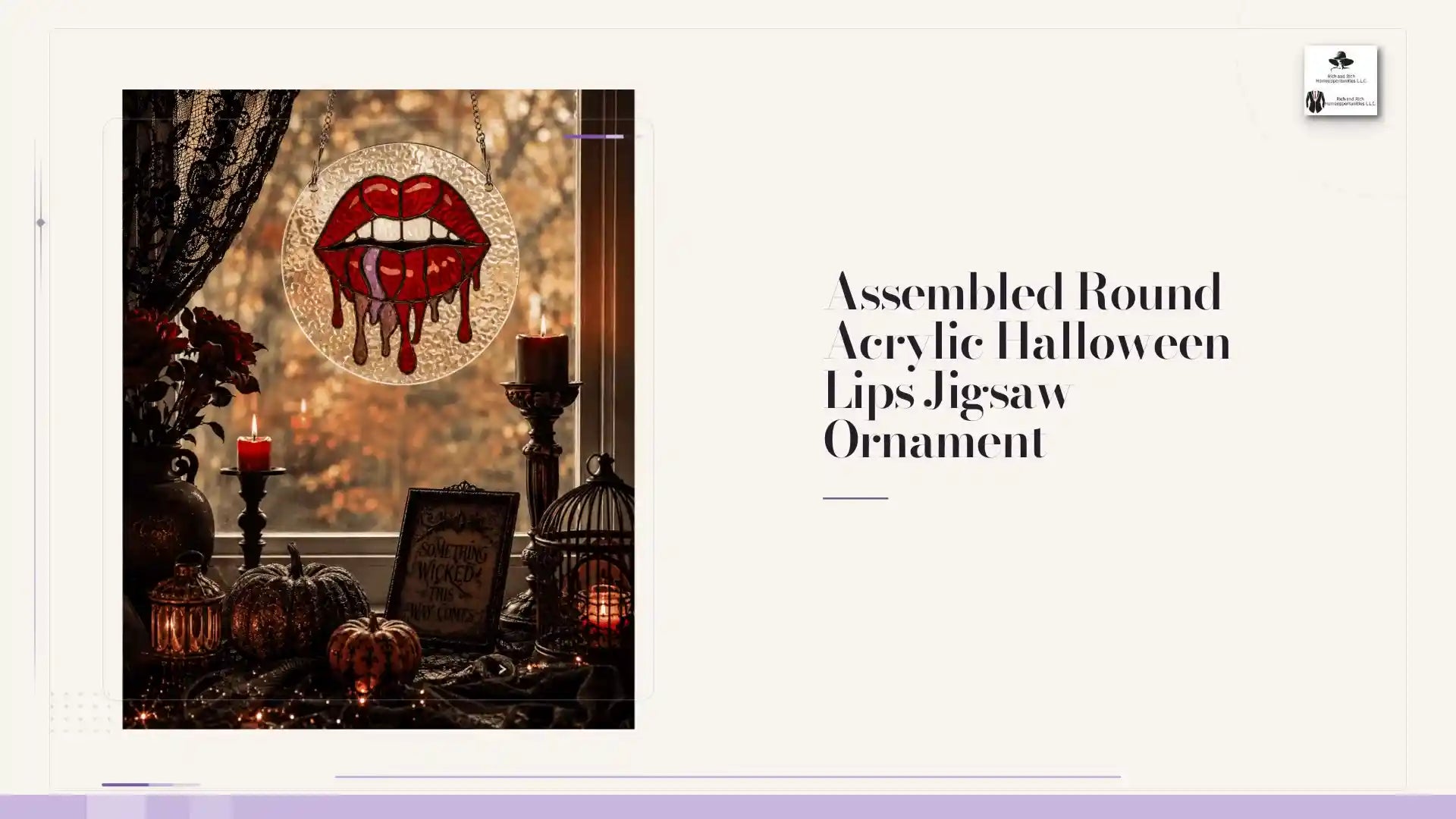 Assembled Round Acrylic Halloween Lips Jigsaw Ornament by@Outfy