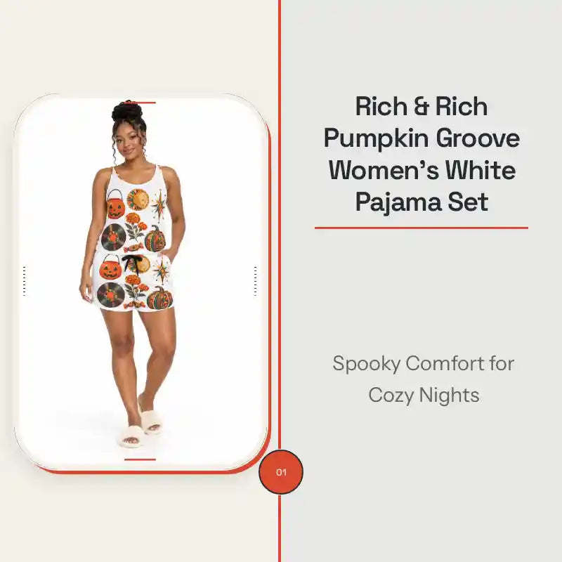 Rich &amp; Rich Pumpkin Groove Women&rsquo;s White Pajama Set by@Outfy