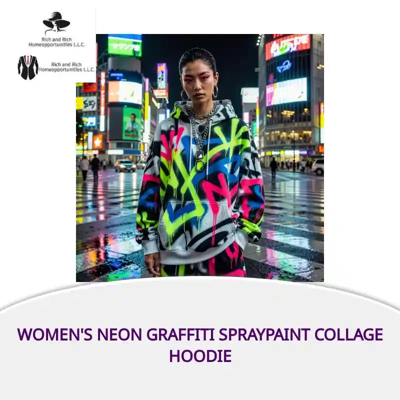 Women's Neon Graffiti Spraypaint Collage Hoodie by@Outfy
