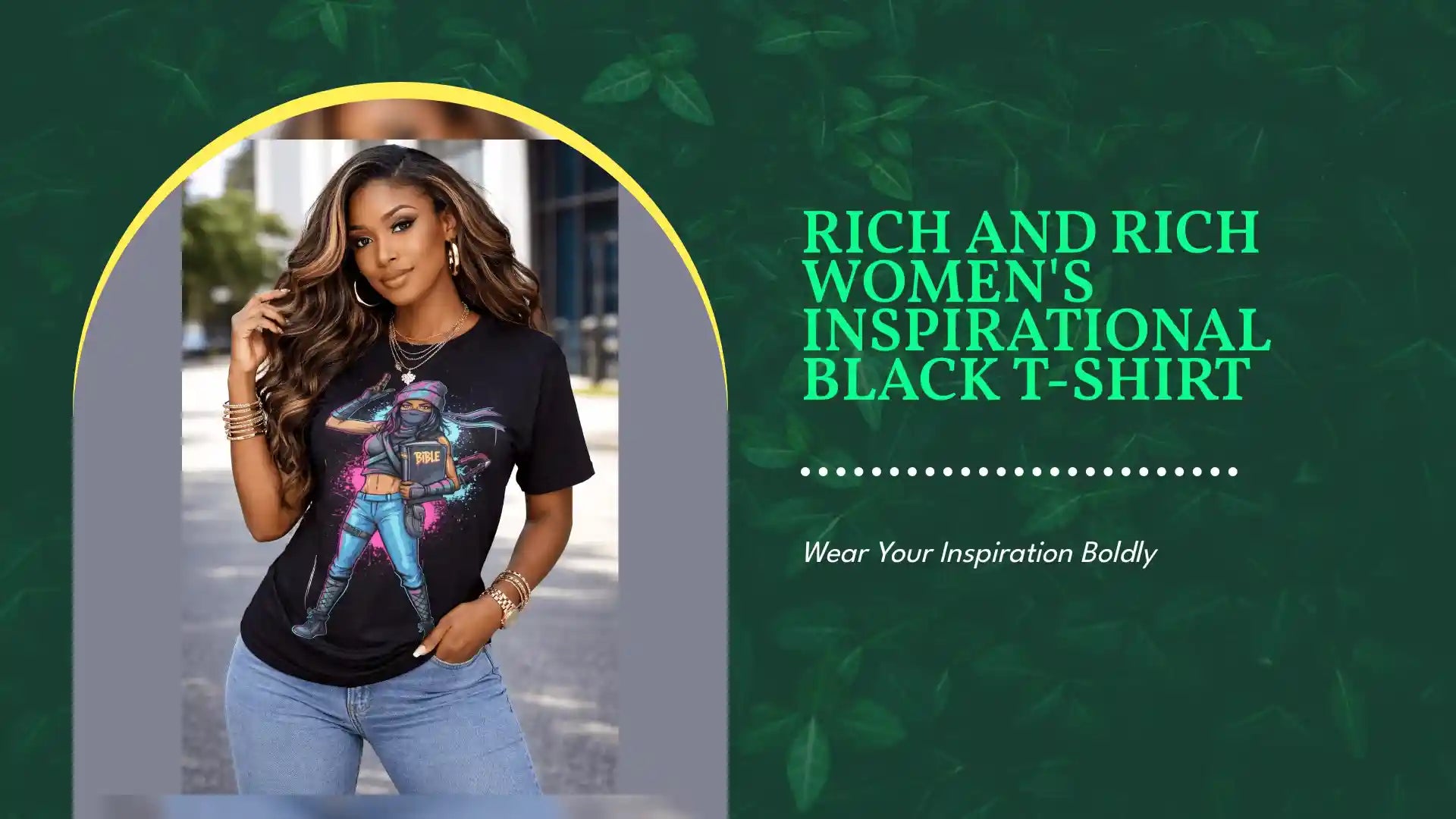 Rich and Rich Women's Inspirational Black T-Shirt by@Outfy