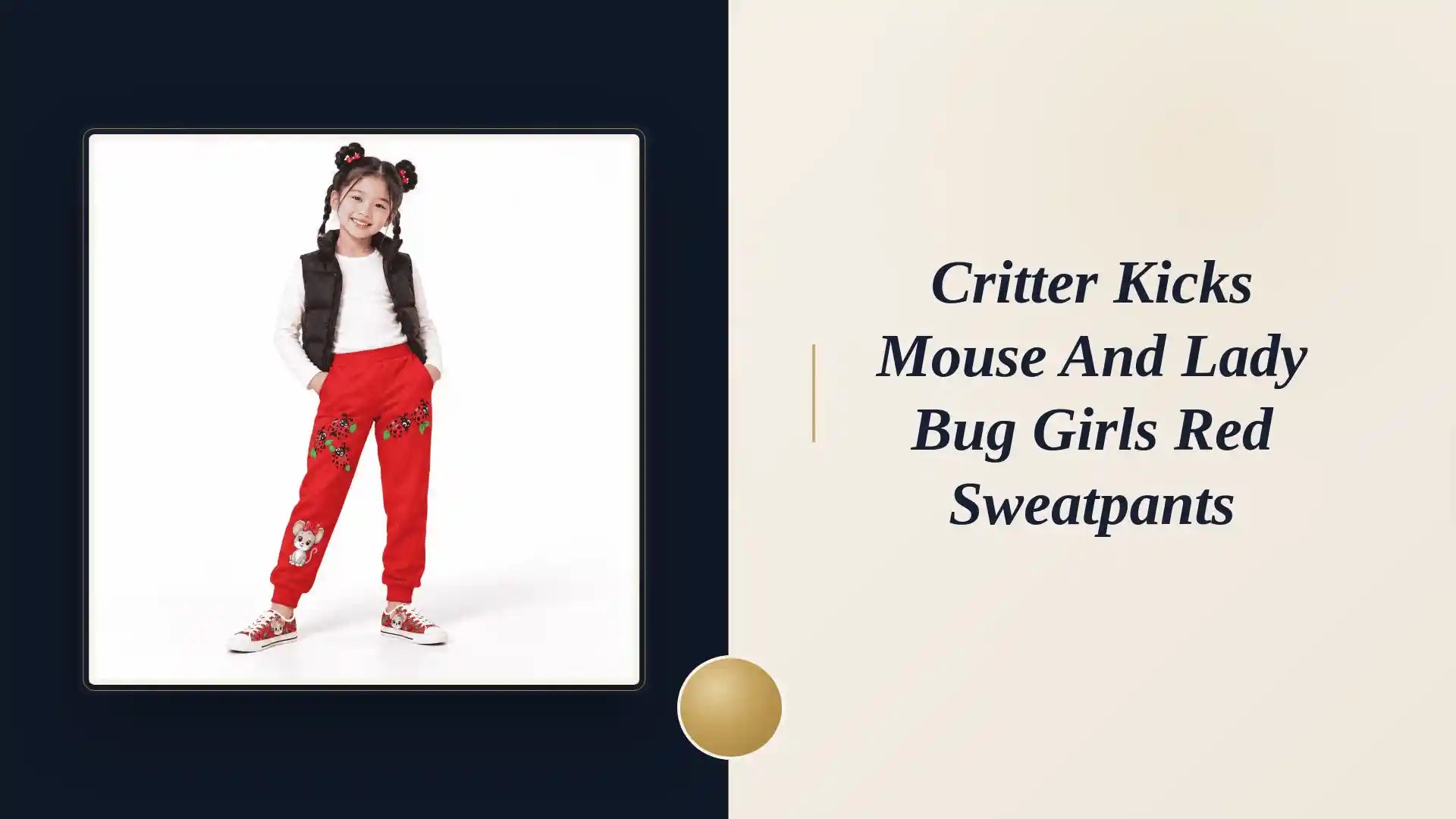 Critter Kicks Mouse and Lady Bug Girls Red Sweatpants by@Outfy