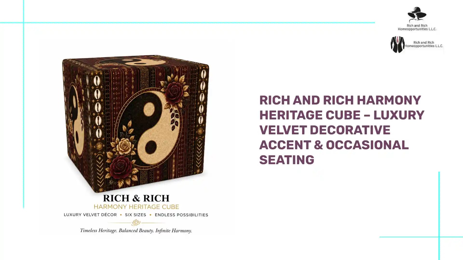 Rich and Rich Harmony Heritage Cube &ndash; Luxury Velvet Decorative Accent &amp; Occasional Seating by@Outfy