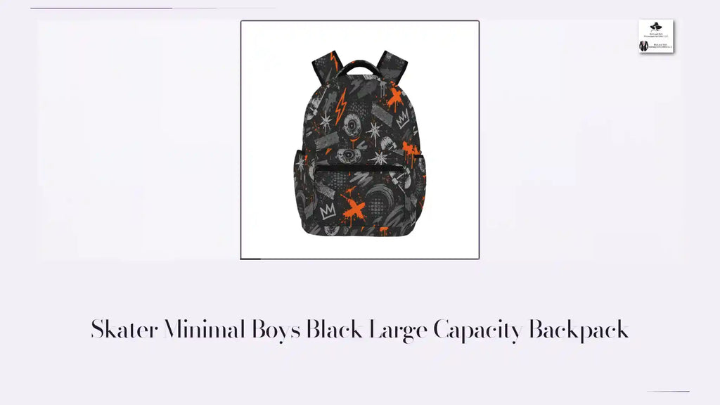 Skater Minimal Boys Black Large Capacity Backpack by@Outfy