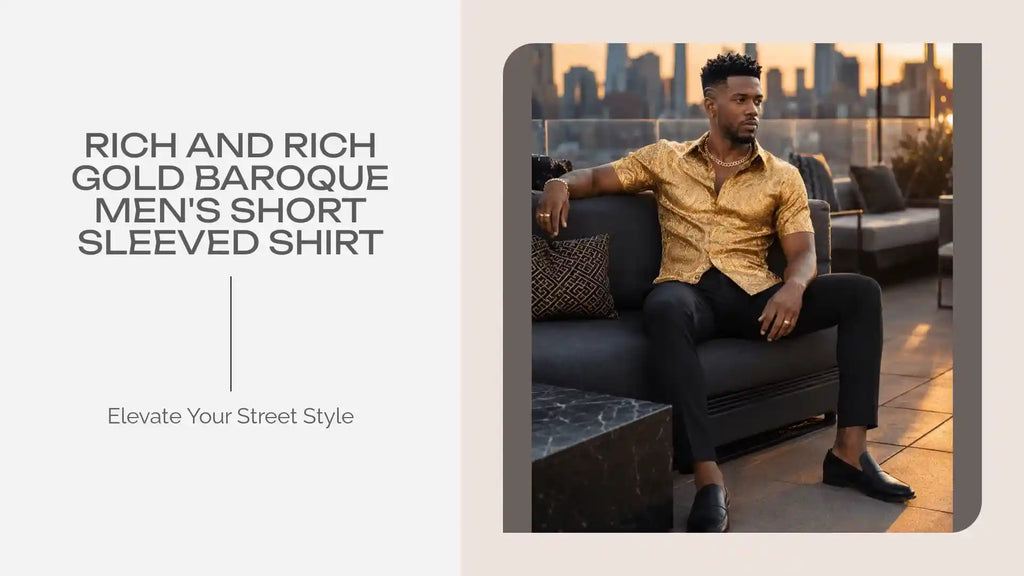 Rich and Rich Gold Baroque Men's Short Sleeved Shirt by@Outfy
