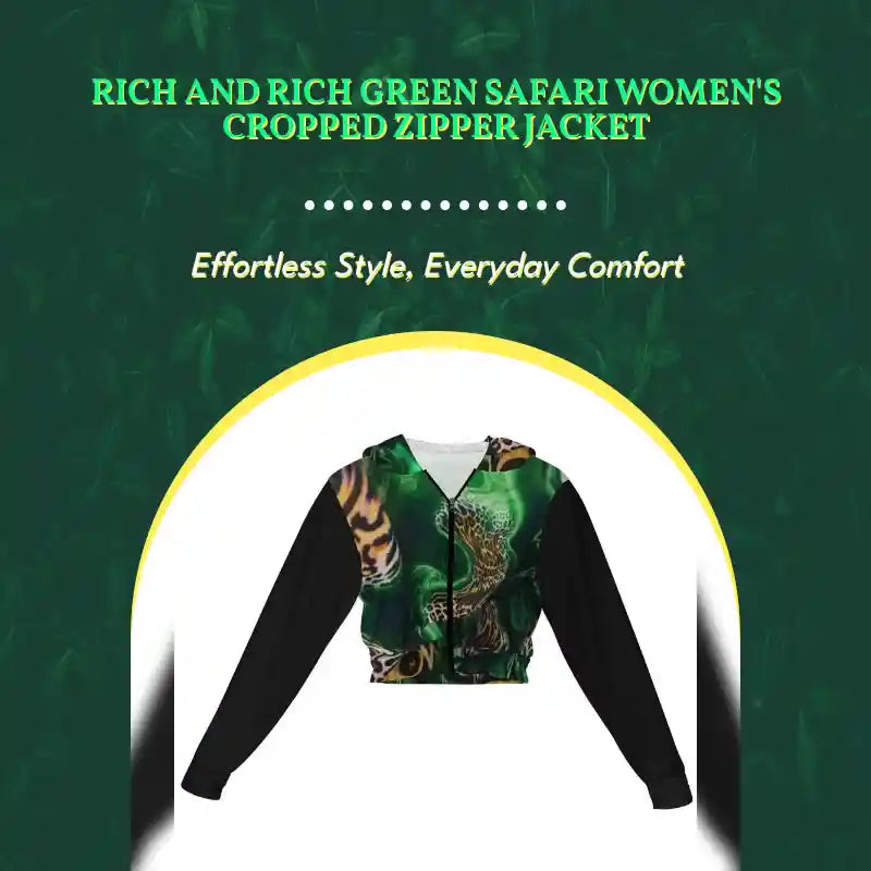 Rich and Rich Green Safari Women's Cropped Zipper Jacket by@Outfy