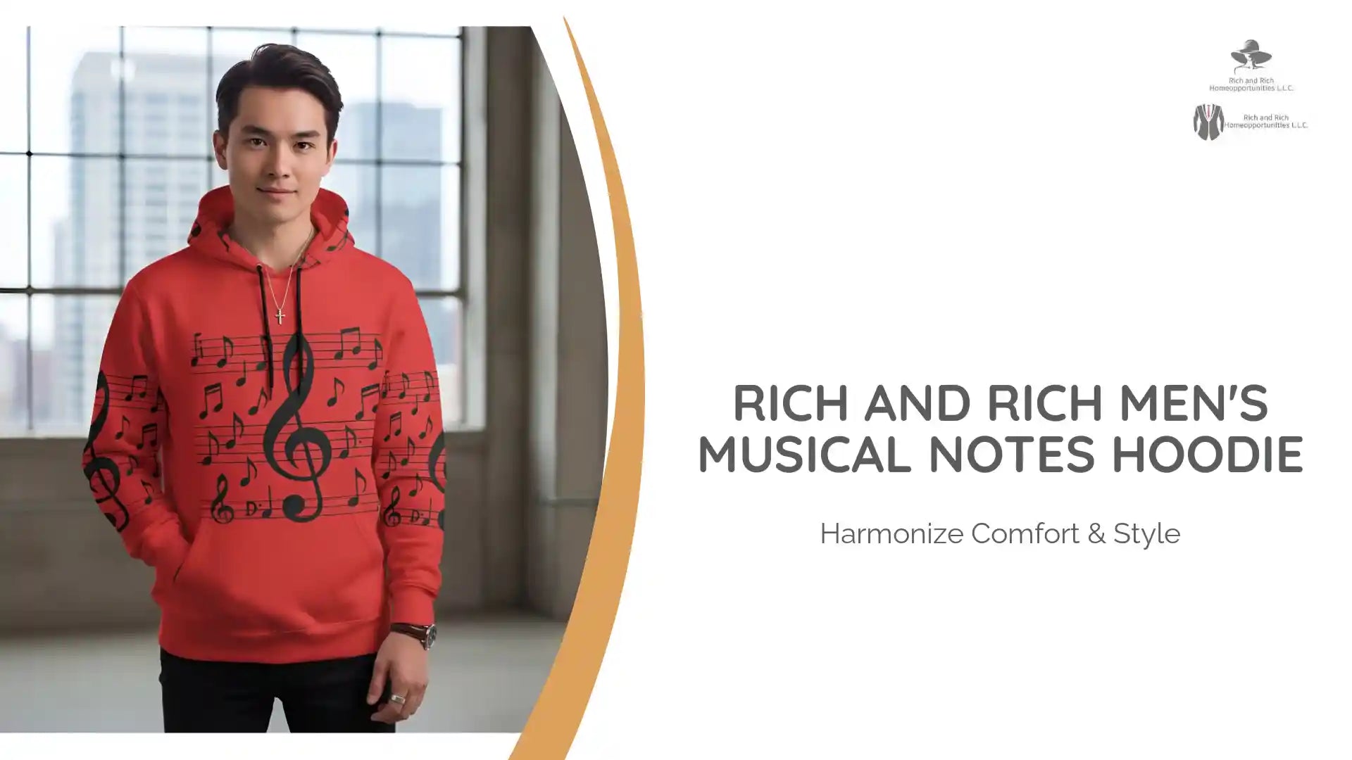 Rich and Rich Men's Musical Notes Hoodie by@Outfy