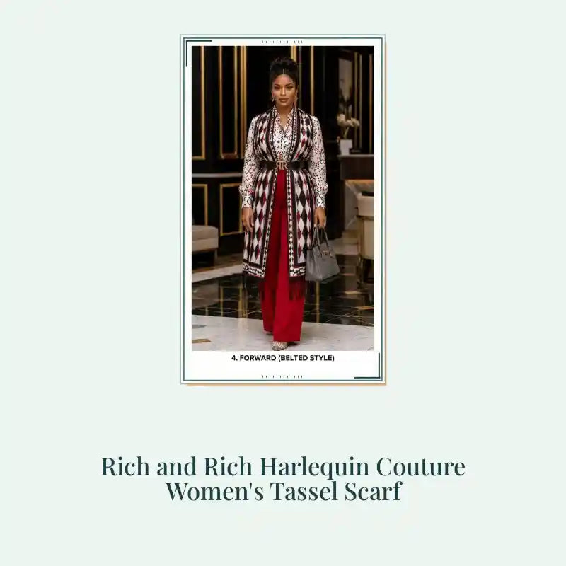 Rich and Rich Harlequin Couture Women's Tassel Scarf by@Outfy