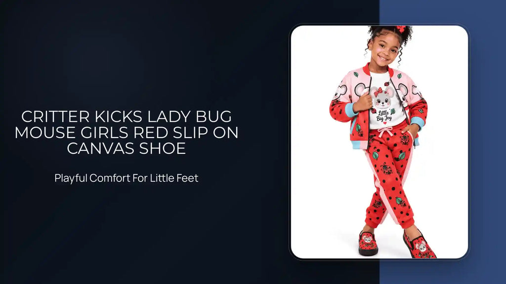Critter Kicks Lady Bug Mouse Girls Red Slip On Canvas Shoe by@Outfy