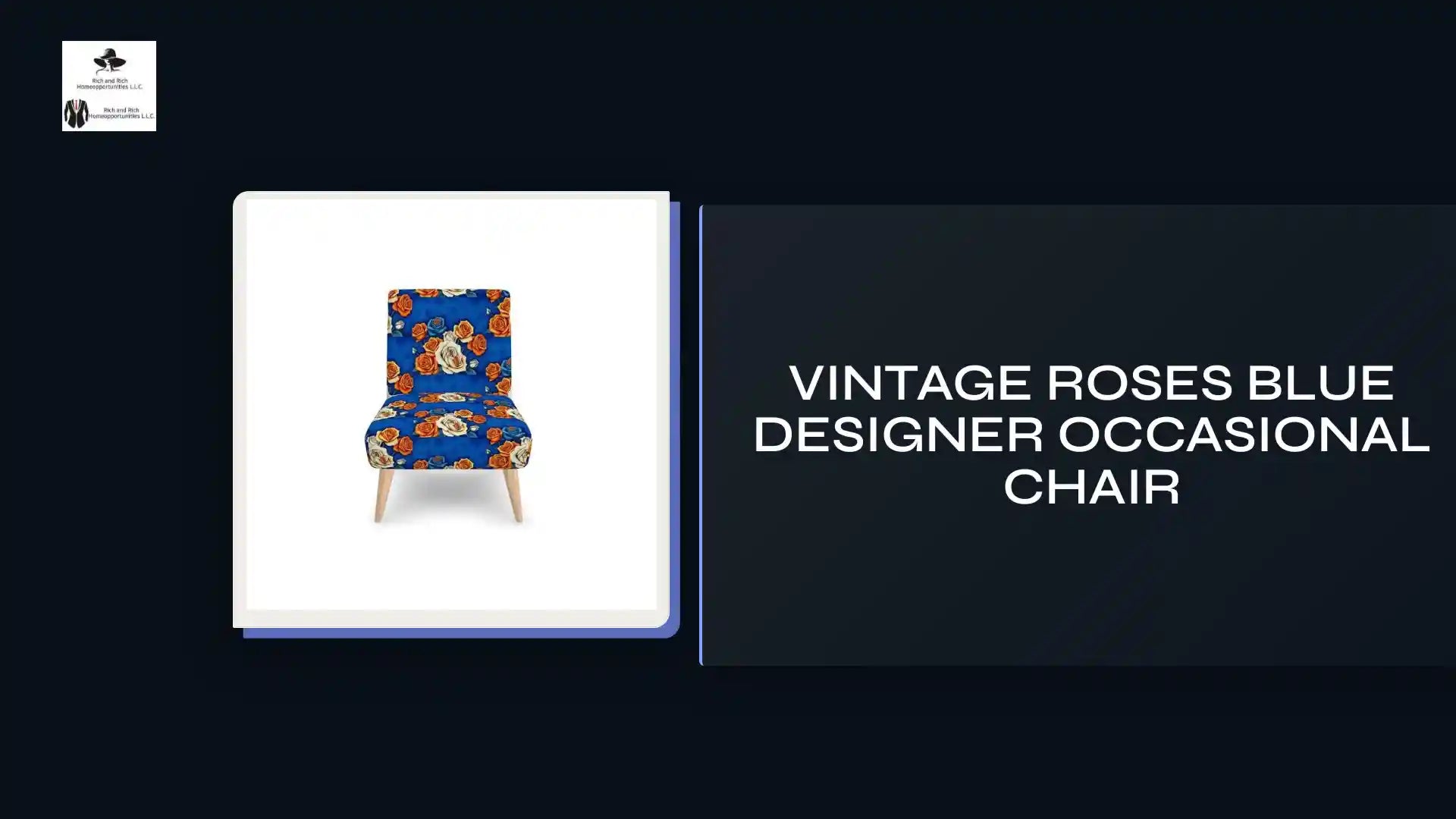 Vintage Roses Blue Designer Occasional Chair by@Outfy