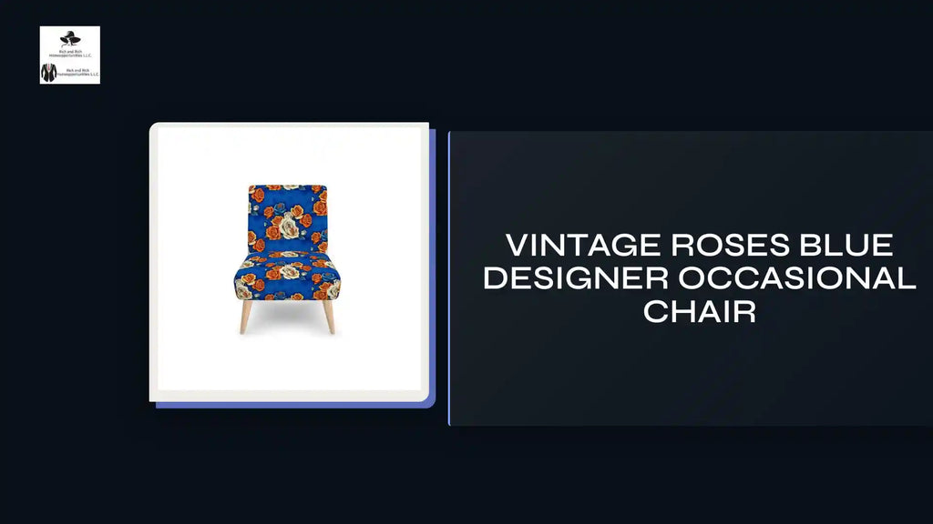 Vintage Roses Blue Designer Occasional Chair by@Outfy