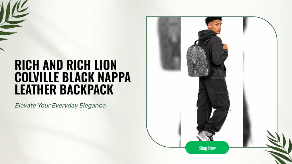 Rich and Rich Lion Colville Black Nappa Leather Backpack by@Outfy
