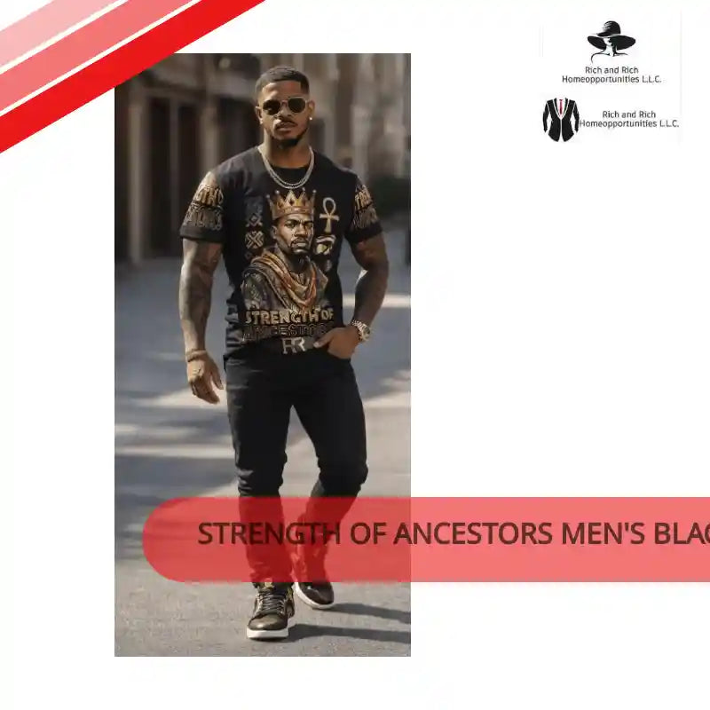 Strength of Ancestors Men's Black Graphic T-Shirt by@Outfy