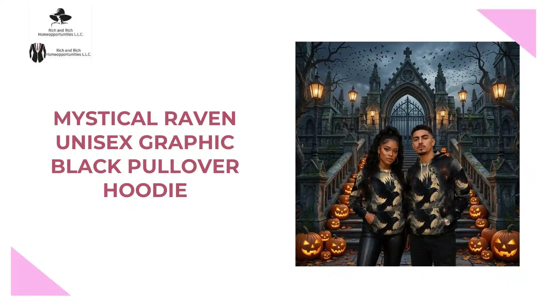 Mystical Raven Unisex Graphic Black Pullover Hoodie by@Outfy