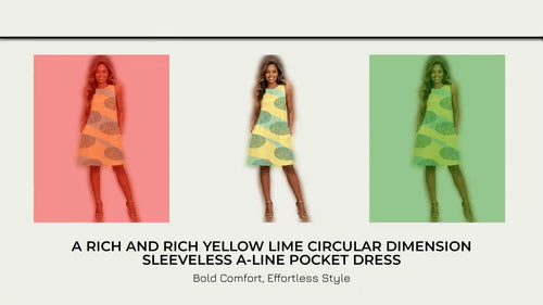A Rich and Rich Yellow Lime Circular Dimension Sleeveless A-Line Pocket Dress by@Outfy