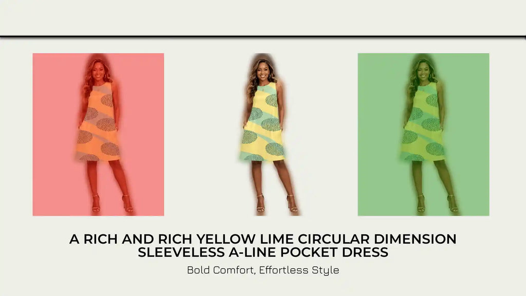 A Rich and Rich Yellow Lime Circular Dimension Sleeveless A-Line Pocket Dress by@Outfy