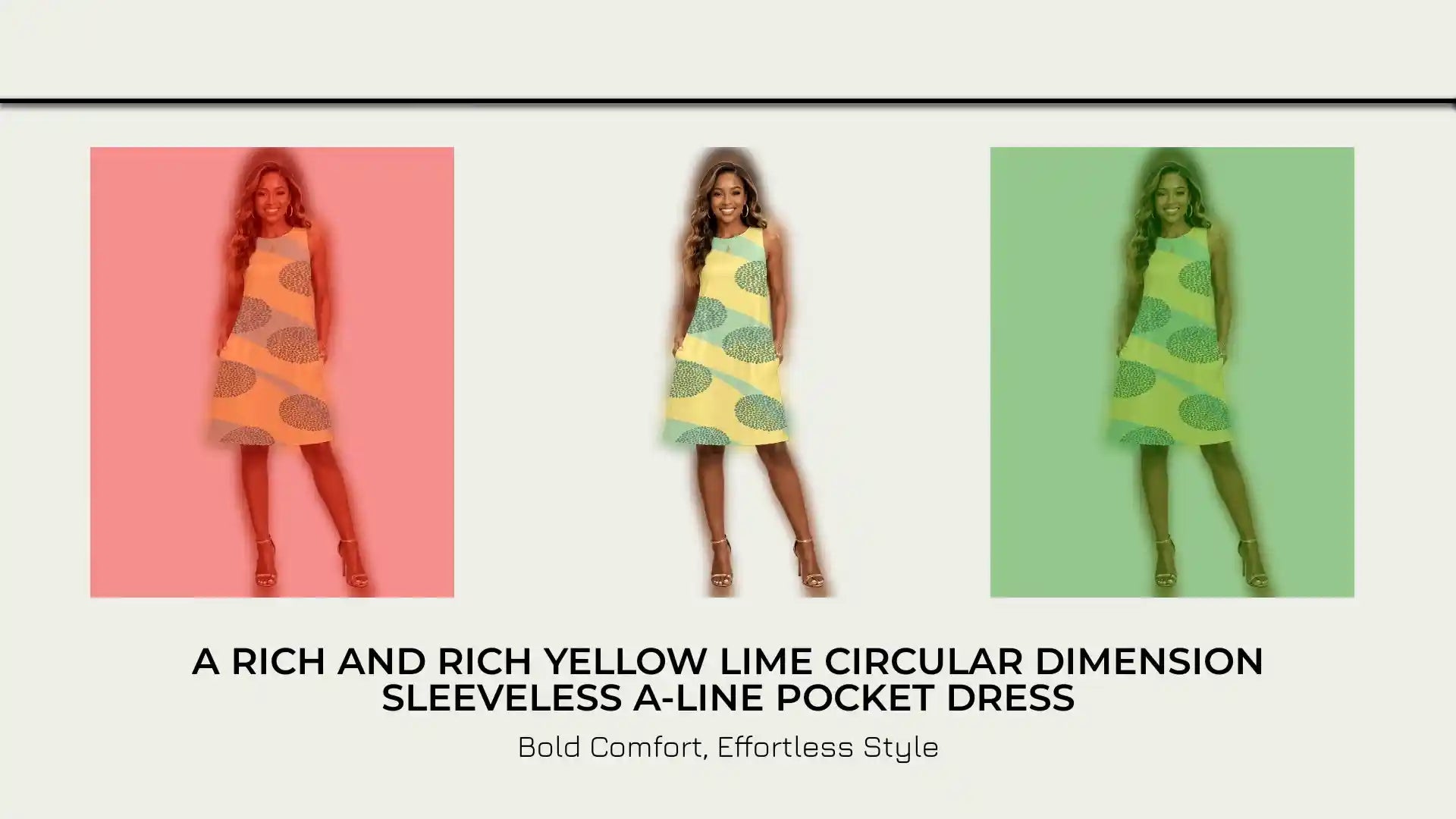 A Rich and Rich Yellow Lime Circular Dimension Sleeveless A-Line Pocket Dress by@Outfy