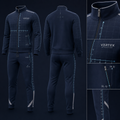 Vertex Coordinate Field Tracksuit in graphite with signal orange geometric Vertex menswear design