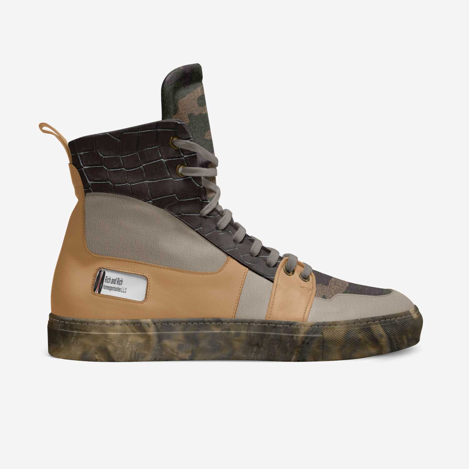 R&RH Biz Extra Large High-Top Camo Brown Unisex Sneaker