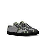Kids black and green camo low-top sneakers with quilted tongue and thin rubber cup sole — alternate view