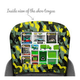 Kids black and green camo low-top sneakers with quilted tongue and thin rubber cup sole — additional view 7