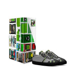 Kids black and green camo low-top sneakers with quilted tongue and thin rubber cup sole — additional view 9