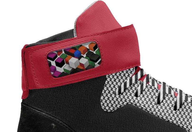 Rich and Rich Rubics Kids High Top Sneaker in red and black checkerboard pattern