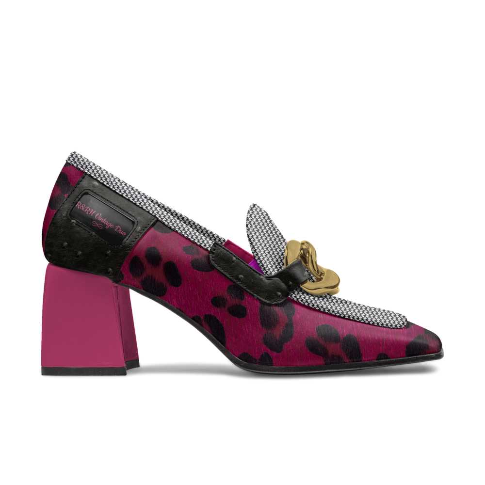 R_RH Vintage DuoRetro Luxe magenta and black vintage-inspired heels